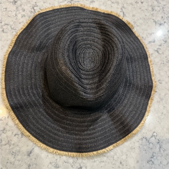 Accessories - Black Wide Brim Hat with Tan Trim